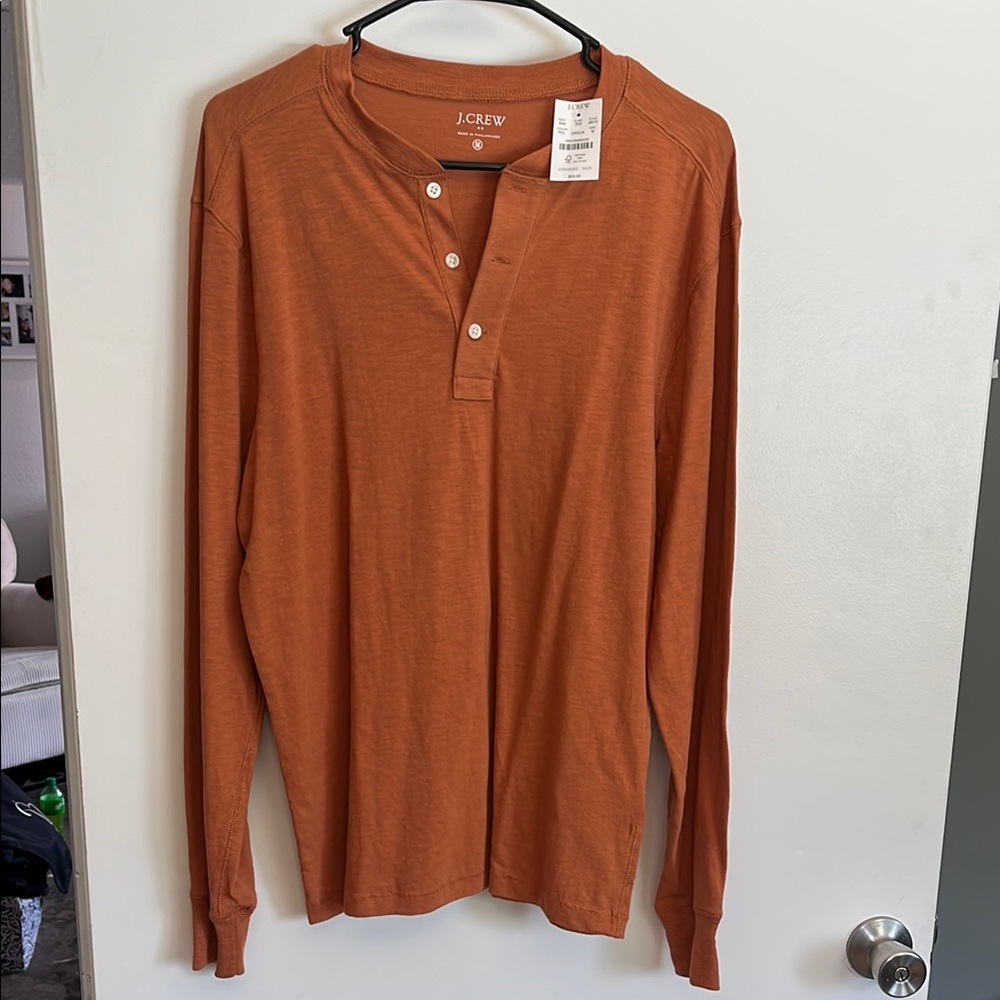 J. Crew Men's Rust Long Sleeve Henley